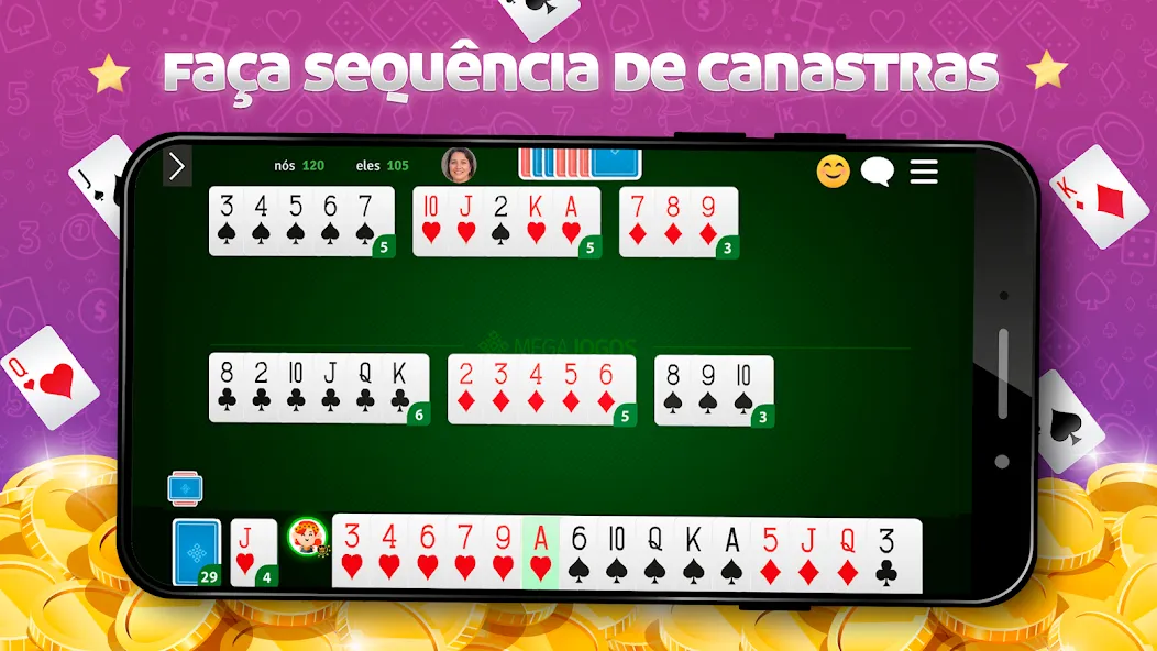 Buraco Online - Mano a Mano (Бурако Онлайн) МОД/Взлом [Меню, Бесконечные монеты и Открытые уровни] Screenshot 5