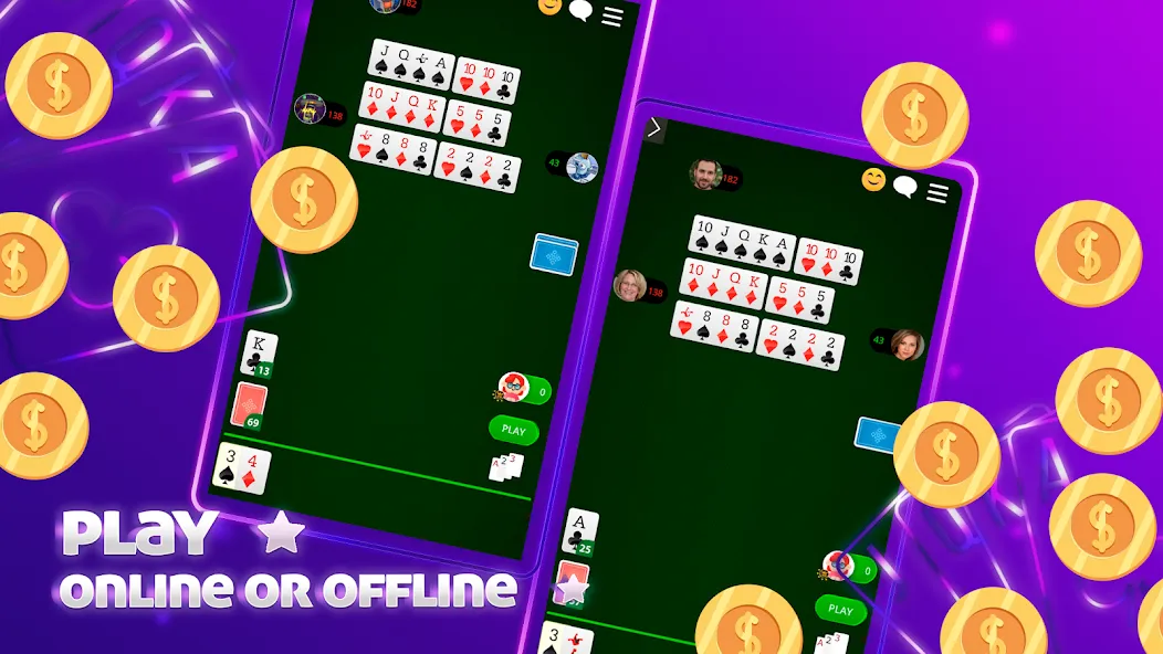 Scala 40 Online - Card Game (Скала 40 Онлайн) МОД/Взлом [Много монет, Открытые уровни и Мега MOD] Screenshot 5
