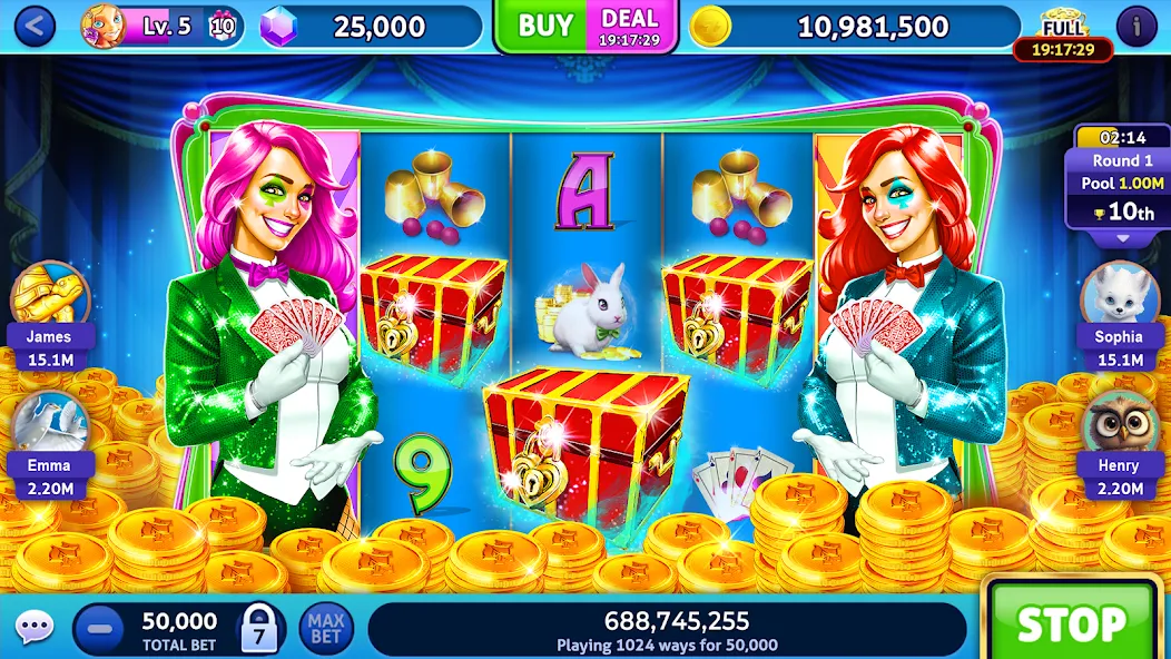 Jackpot Madness Slots Casino (Джекпотджой Слоты) МОД/Взлом [Меню, Бесконечные монеты и Открытые уровни] Screenshot 1