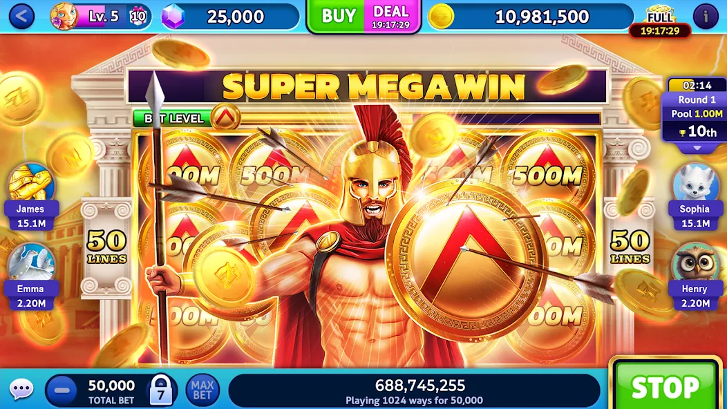 Jackpot Madness Slots Casino (Джекпотджой Слоты) МОД/Взлом [Меню, Бесконечные монеты и Открытые уровни] Screenshot 2