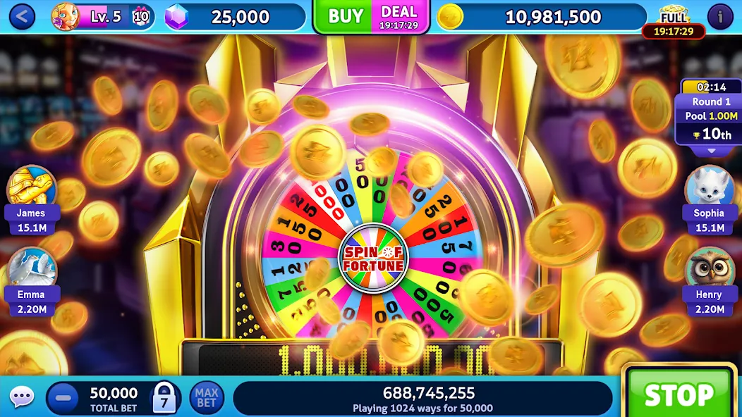 Jackpot Madness Slots Casino (Джекпотджой Слоты) МОД/Взлом [Меню, Бесконечные монеты и Открытые уровни] Screenshot 4