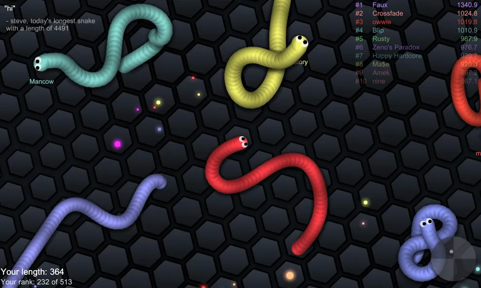 slither.io МОД/Взлом [Все открыто, Дополнительные деньги и Меню MOD] Screenshot 3