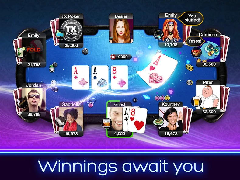 TX Poker - Texas Holdem Poker МОД/Взлом [Все открыто, Дополнительные деньги и Меню MOD] Screenshot 2