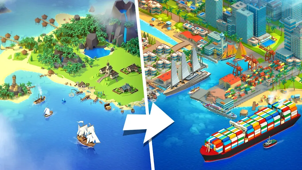 Sea Port: Cargo Boat Tycoon (Си Порт) МОД/Взлом [Все открыто, Дополнительные деньги и Меню MOD] Screenshot 1