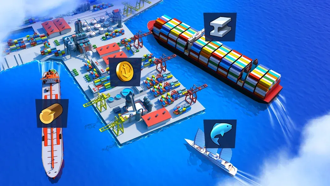 Sea Port: Cargo Boat Tycoon (Си Порт) МОД/Взлом [Все открыто, Дополнительные деньги и Меню MOD] Screenshot 5