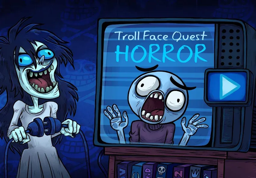Troll Face Quest: Horror (Тролл Фейс Квест Хоррор) МОД/Взлом [Меню, Бесконечные монеты и Открытые уровни] Screenshot 1
