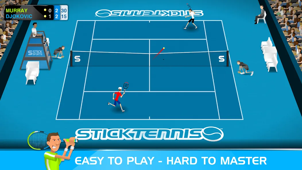 Stick Tennis (Стик Теннис) МОД/Взлом [Бесконечные деньги, Монеты и Мега MOD] Screenshot 1