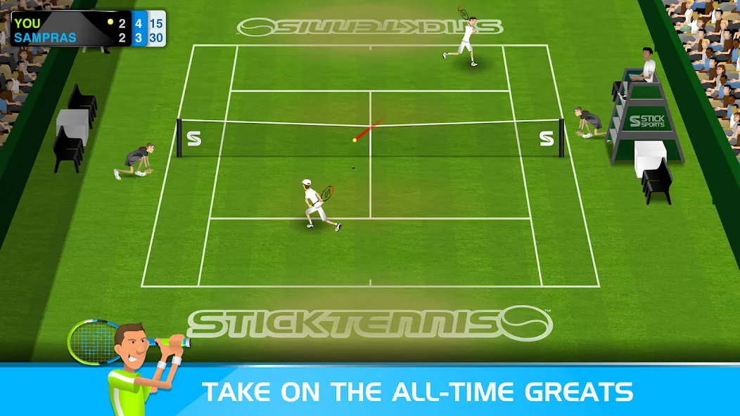 Stick Tennis (Стик Теннис) МОД/Взлом [Бесконечные деньги, Монеты и Мега MOD] Screenshot 2