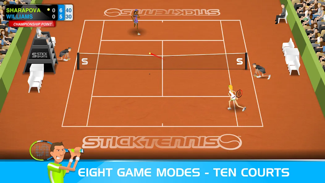 Stick Tennis (Стик Теннис) МОД/Взлом [Бесконечные деньги, Монеты и Мега MOD] Screenshot 3