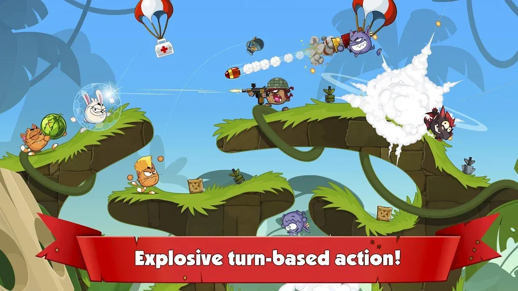 Wormix: PvP Tactical Shooter (Вормикс) МОД/Взлом [Меню, Бесконечные монеты и Открытые уровни] Screenshot 1