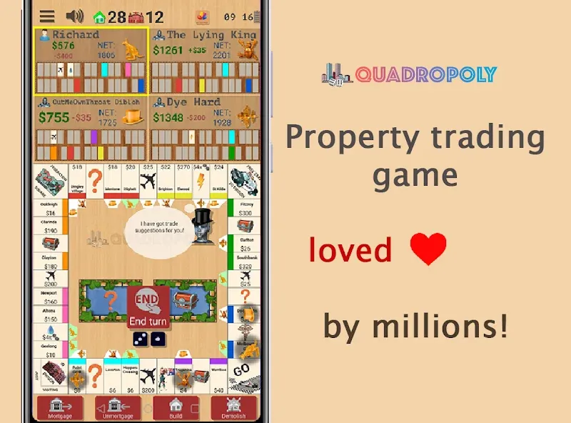 Quadropoly - Classic Business МОД/Взлом [Деньги, Монеты и Меню MOD] Screenshot 1