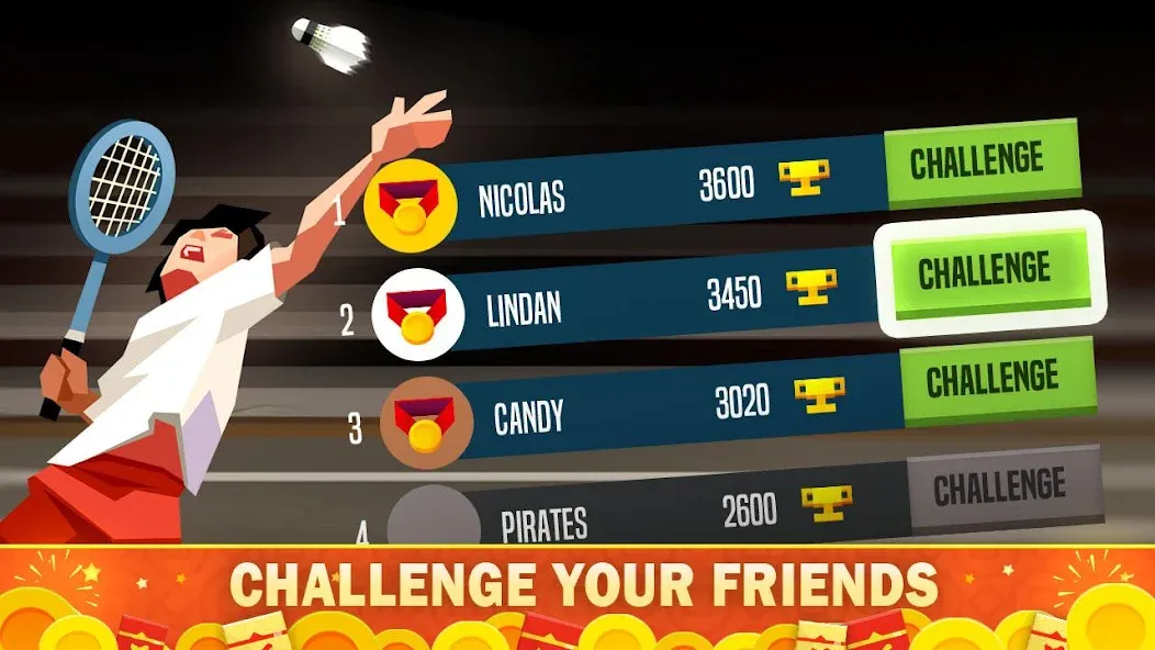 Badminton League МОД/Взлом [Меню, Бесконечные монеты и Открытые уровни] Screenshot 5