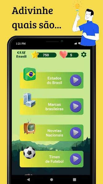 Quiz Brasil (Квиз Бразилия) МОД/Взлом [Все открыто, Дополнительные деньги и Меню MOD] Screenshot 2