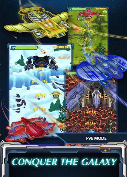 Skyforce Invaders (Скаифорс Инвейдерс) МОД/Взлом [Все открыто, Дополнительные деньги и Меню MOD] Screenshot 1