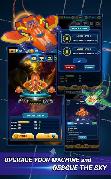 Skyforce Invaders (Скаифорс Инвейдерс) МОД/Взлом [Все открыто, Дополнительные деньги и Меню MOD] Screenshot 2