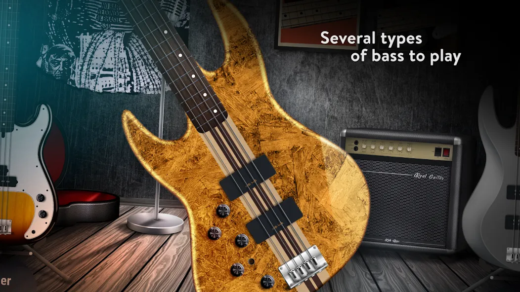 Real Bass: bass guitar (Риал Басс) МОД/Взлом [Все открыто, Дополнительные деньги и Меню MOD] Screenshot 3