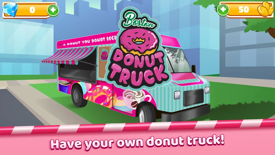 Boston Donut Truck: Food Game (Бостонский Донат Трак) МОД/Взлом [Деньги, Монеты и Меню MOD] Screenshot 1
