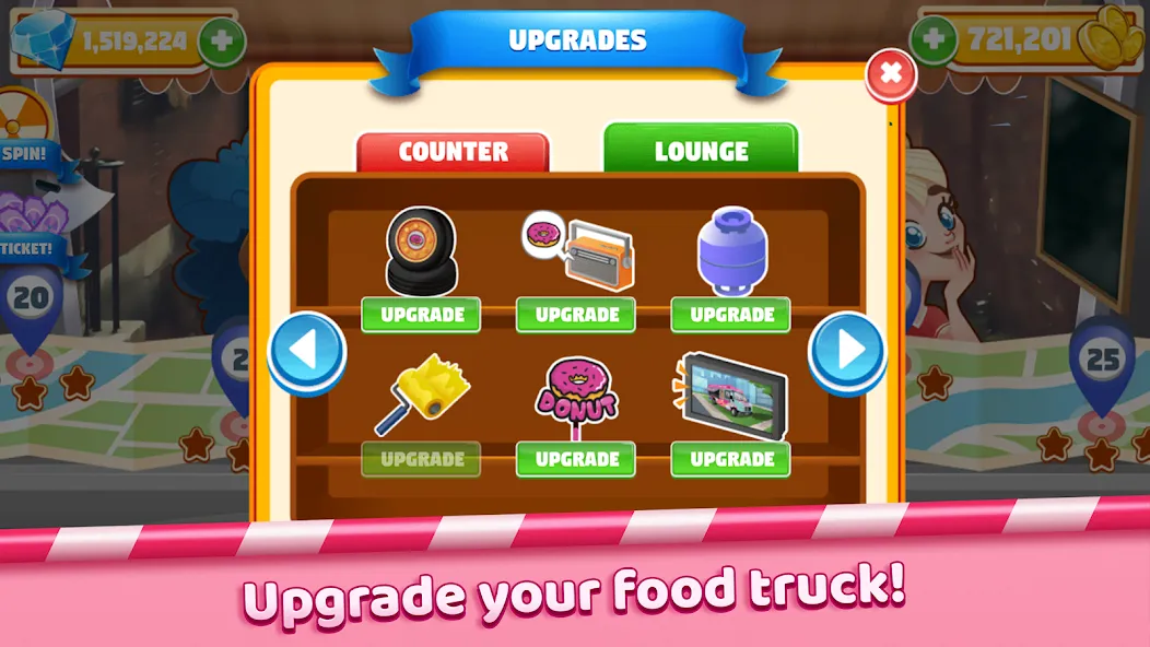 Boston Donut Truck: Food Game (Бостонский Донат Трак) МОД/Взлом [Деньги, Монеты и Меню MOD] Screenshot 3