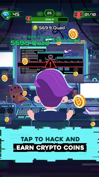Hacking Hero: Hacker Clicker (Хакинг герой) МОД/Взлом [Деньги, Монеты и Меню MOD] Screenshot 2