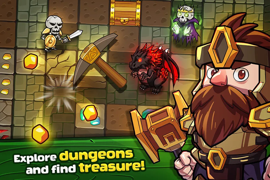 Mine Quest: Battle Dungeon RPG (Майн Квест) МОД/Взлом [Деньги, Монеты и Меню MOD] Screenshot 1