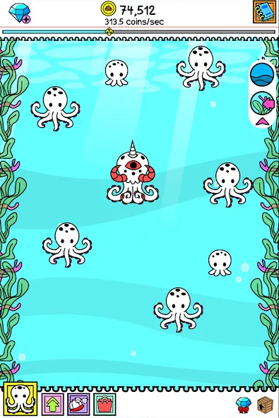 Octopus Evolution: Idle Game (Октопус Эволюция) МОД/Взлом [Все открыто, Дополнительные деньги и Меню MOD] Screenshot 5