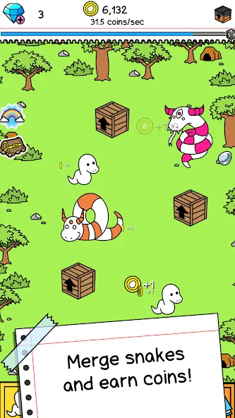Snake Evolution: Idle Merge IO (Снейк Эволюшн) МОД/Взлом [Все открыто, Дополнительные деньги и Меню MOD] Screenshot 2