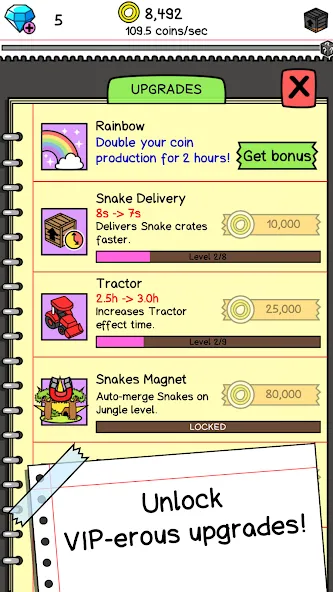 Snake Evolution: Idle Merge IO (Снейк Эволюшн) МОД/Взлом [Все открыто, Дополнительные деньги и Меню MOD] Screenshot 4