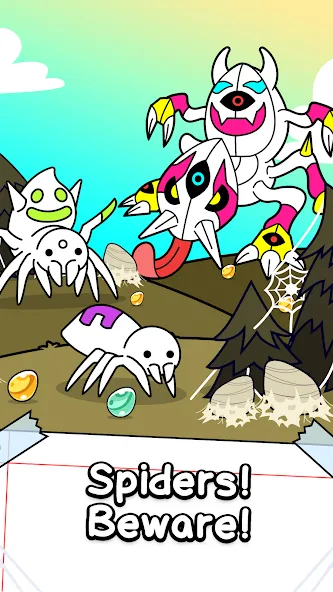 Spider Evolution: Idle Game (Спайдер Эволюшн) МОД/Взлом [Много денег, Монет и Все открыто] Screenshot 1