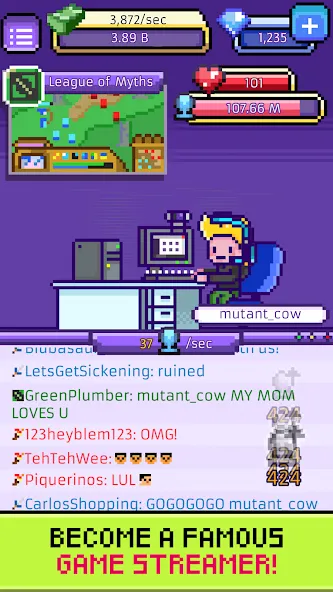 xStreamer: Idle Simulator Game (хСтример) МОД/Взлом [Деньги, Монеты и Меню MOD] Screenshot 1
