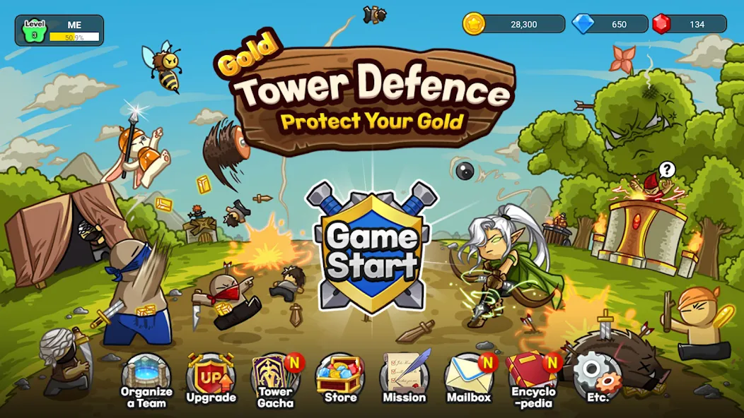 Gold tower defence M (Голд тауэр дефенс М) МОД/Взлом [Все открыто, Дополнительные деньги и Меню MOD] Screenshot 1