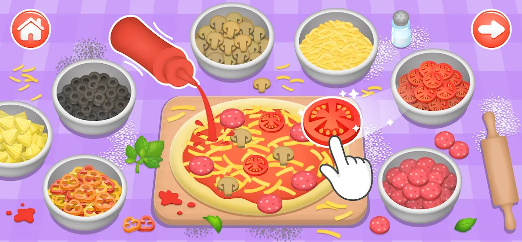 Kids Cooking Games 2+ Year Old МОД/Взлом [Меню, Бесконечные монеты и Открытые уровни] Screenshot 1