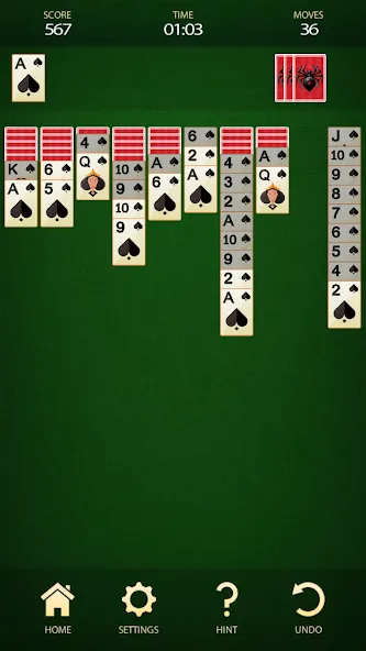 Spider Solitaire: Card Game (Спайдер Солитер) МОД/Взлом [Все открыто, Дополнительные деньги и Меню MOD] Screenshot 3