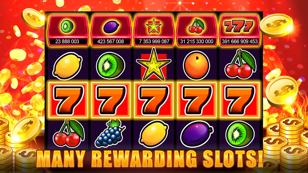 Slots 777 - Slot Machine Games МОД/Взлом [Меню, Бесконечные монеты и Открытые уровни] Screenshot 4