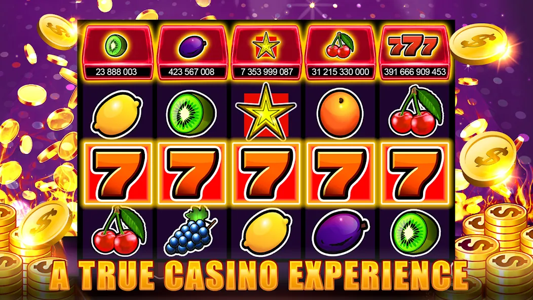 Slots 777 - Slot Machine Games МОД/Взлом [Меню, Бесконечные монеты и Открытые уровни] Screenshot 5