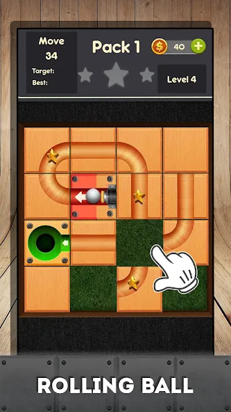 Rolling ball - slide puzzle МОД/Взлом [Меню, Бесконечные монеты и Открытые уровни] Screenshot 1