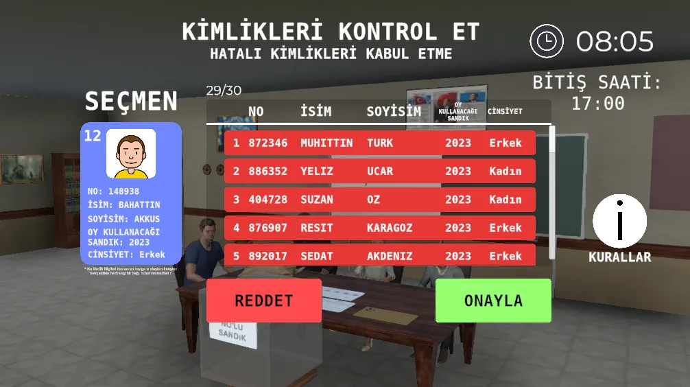 Seçim 2023 Müşahit oyunu МОД/Взлом [Деньги, Монеты и Меню MOD] Screenshot 3