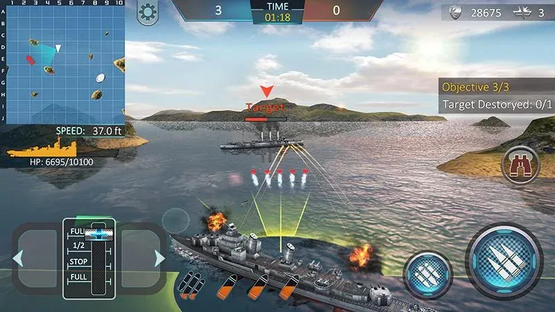 Warship Attack 3D МОД/Взлом [Все открыто, Дополнительные деньги и Меню MOD] Screenshot 2