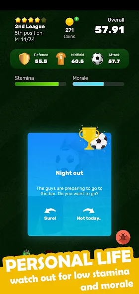 Football Career Soccer Legend МОД/Взлом [Бесконечные деньги, Монеты и Мега MOD] Screenshot 3
