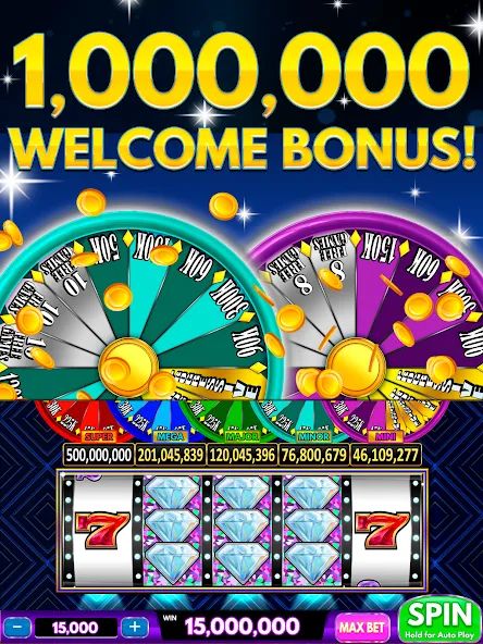 Spin Vegas Slots: Slot Games (Спин Вегас слоты) МОД/Взлом [Меню, Бесконечные монеты и Открытые уровни] Screenshot 1