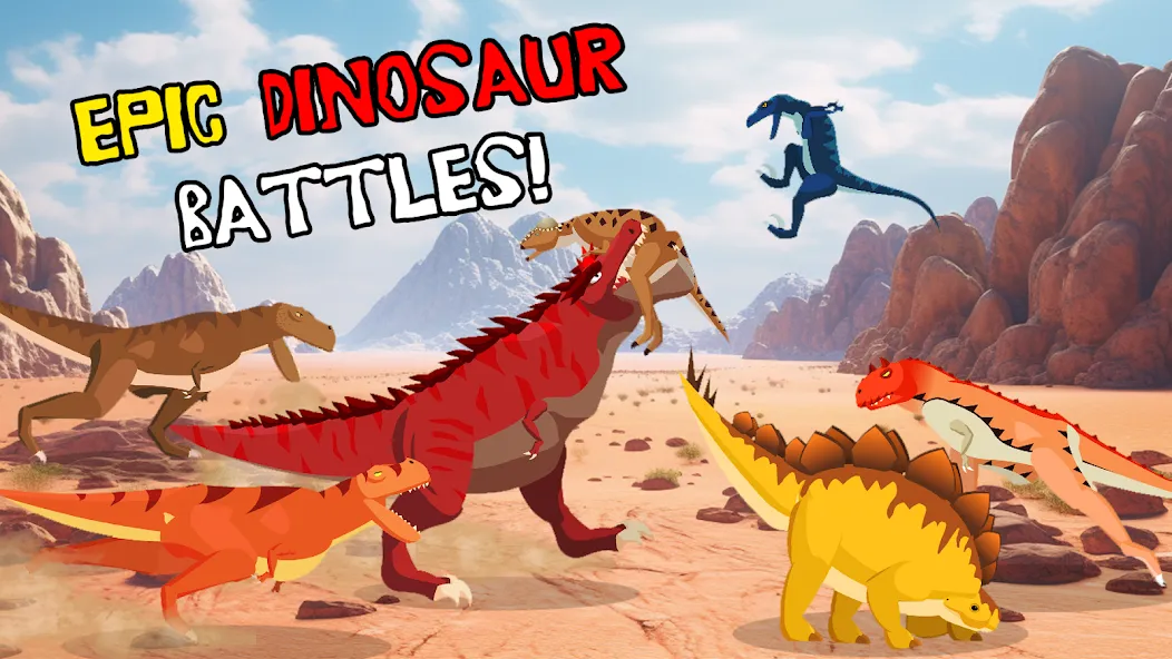 T-Rex Fights Dinosaurs МОД/Взлом [Меню, Бесконечные монеты и Открытые уровни] Screenshot 1
