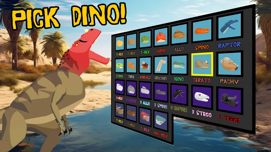T-Rex Fights Dinosaurs МОД/Взлом [Меню, Бесконечные монеты и Открытые уровни] Screenshot 2