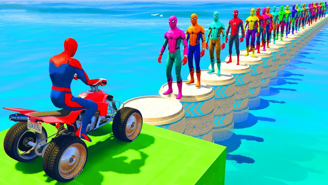 ATV Quads Bike Stunt Racing 3D (Квадроциклы Супергерои Гонки) МОД/Взлом [Бесконечные деньги, Монеты и Мега MOD] Screenshot 1