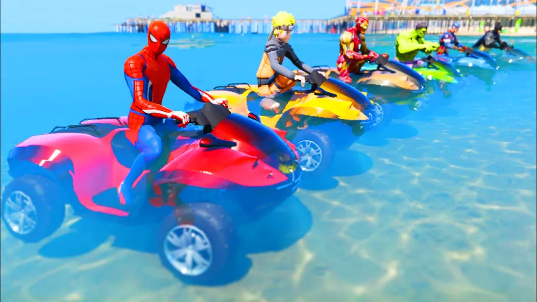 ATV Quads Bike Stunt Racing 3D (Квадроциклы Супергерои Гонки) МОД/Взлом [Бесконечные деньги, Монеты и Мега MOD] Screenshot 2