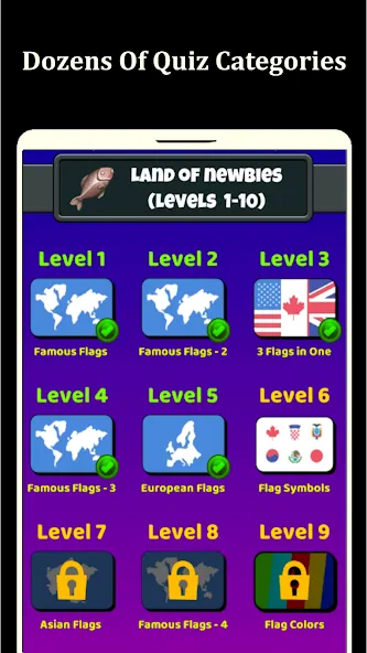 World Flags Quiz Game (Ворлд Флагс Квиз Гейм) МОД/Взлом [Много денег, Монет и Все открыто] Screenshot 5