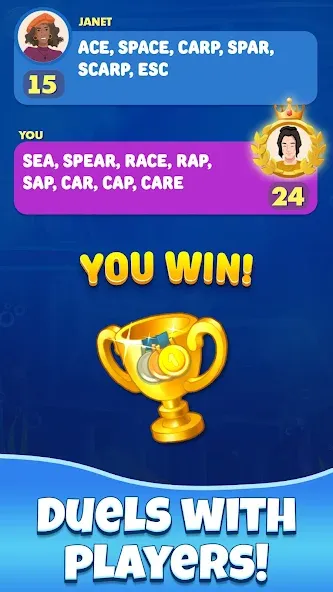 Gold for words: anagram games МОД/Взлом [Меню, Бесконечные монеты и Открытые уровни] Screenshot 2