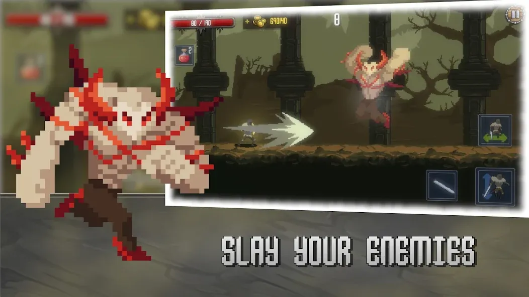 Deathblaze Action Platformer (Смертельное пламя Экшен Платформер) МОД/Взлом [Бесконечные деньги, Монеты и Мега MOD] Screenshot 3