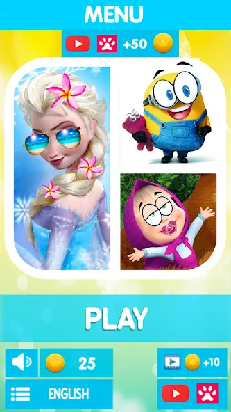 Cartoon Quiz МОД/Взлом [Деньги, Монеты и Меню MOD] Screenshot 1