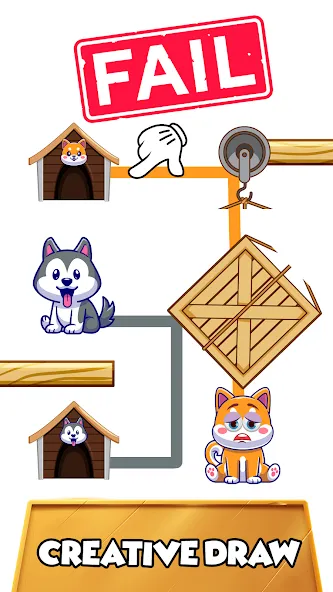Dog rush: Draw to save games (Дог раш) МОД/Взлом [Меню, Бесконечные монеты и Открытые уровни] Screenshot 5
