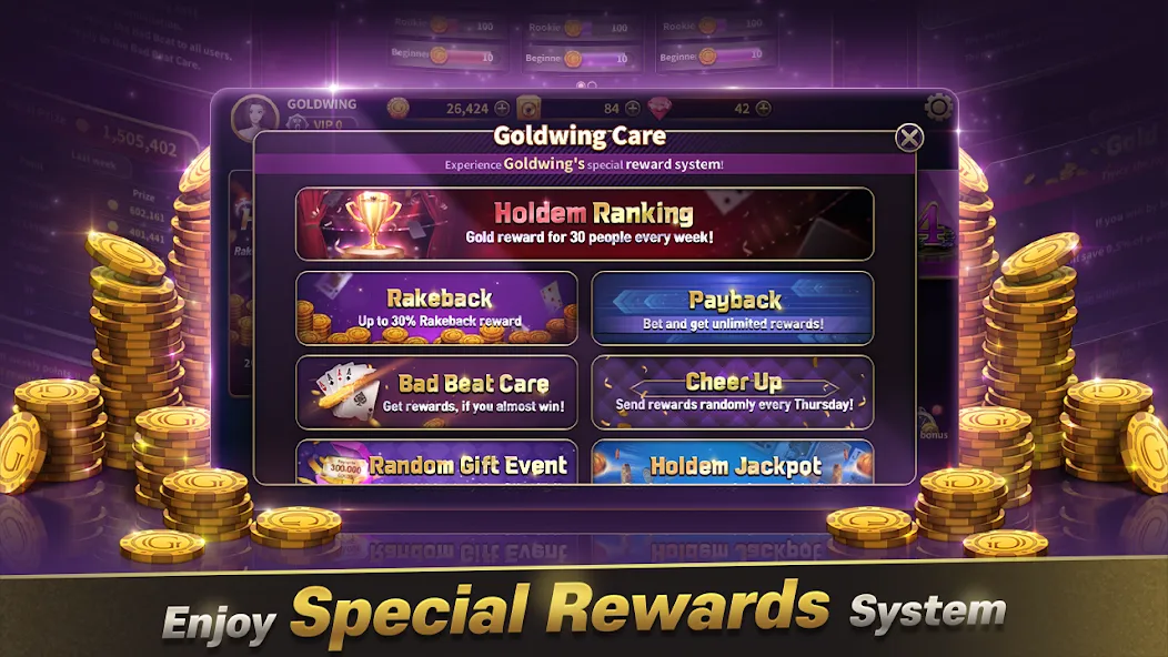 GoldWing Casino Global (Голдвинг Казино Глобал) МОД/Взлом [Много монет, Открытые уровни и Мега MOD] Screenshot 1
