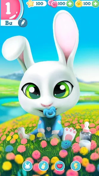 Bu Bunny - Cute pet care game МОД/Взлом [Все открыто, Дополнительные деньги и Меню MOD] Screenshot 1